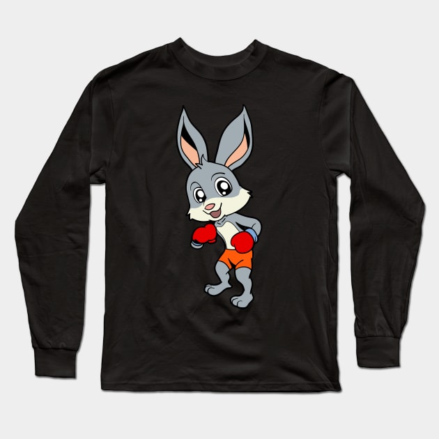 With boxing gloves - cartoon bunny boxer Long Sleeve T-Shirt by Modern Medieval Design